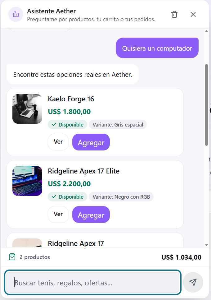 Asistente de compra de Aether